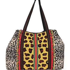 America & Beyond Leopard Embellished Tote